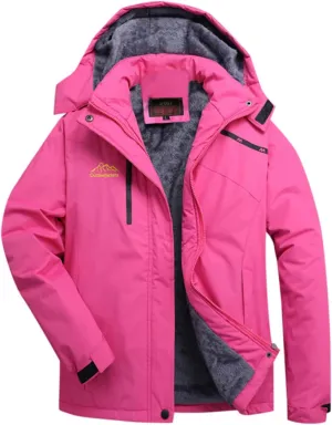 2023 Womens Fleece Waterproof Rain Jacket Winter Warm Hooded Windbreaker Jackets Active Outdoor Raincoat Fashion Trench Coat