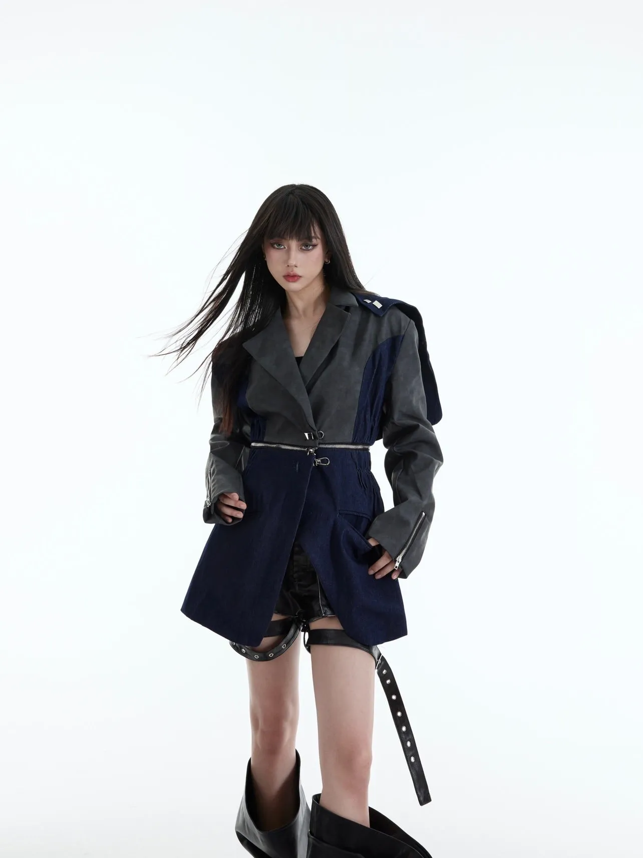 【23s October.】Deconstructed Paneled Detachable Blazer