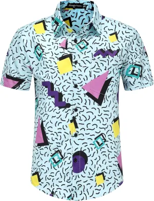 80s Shirts for Men 80s Shirt 90s Shirt Retro Casual Button-Down Shirts Hawaiian Shirt Disco Shirt Beach Shirts