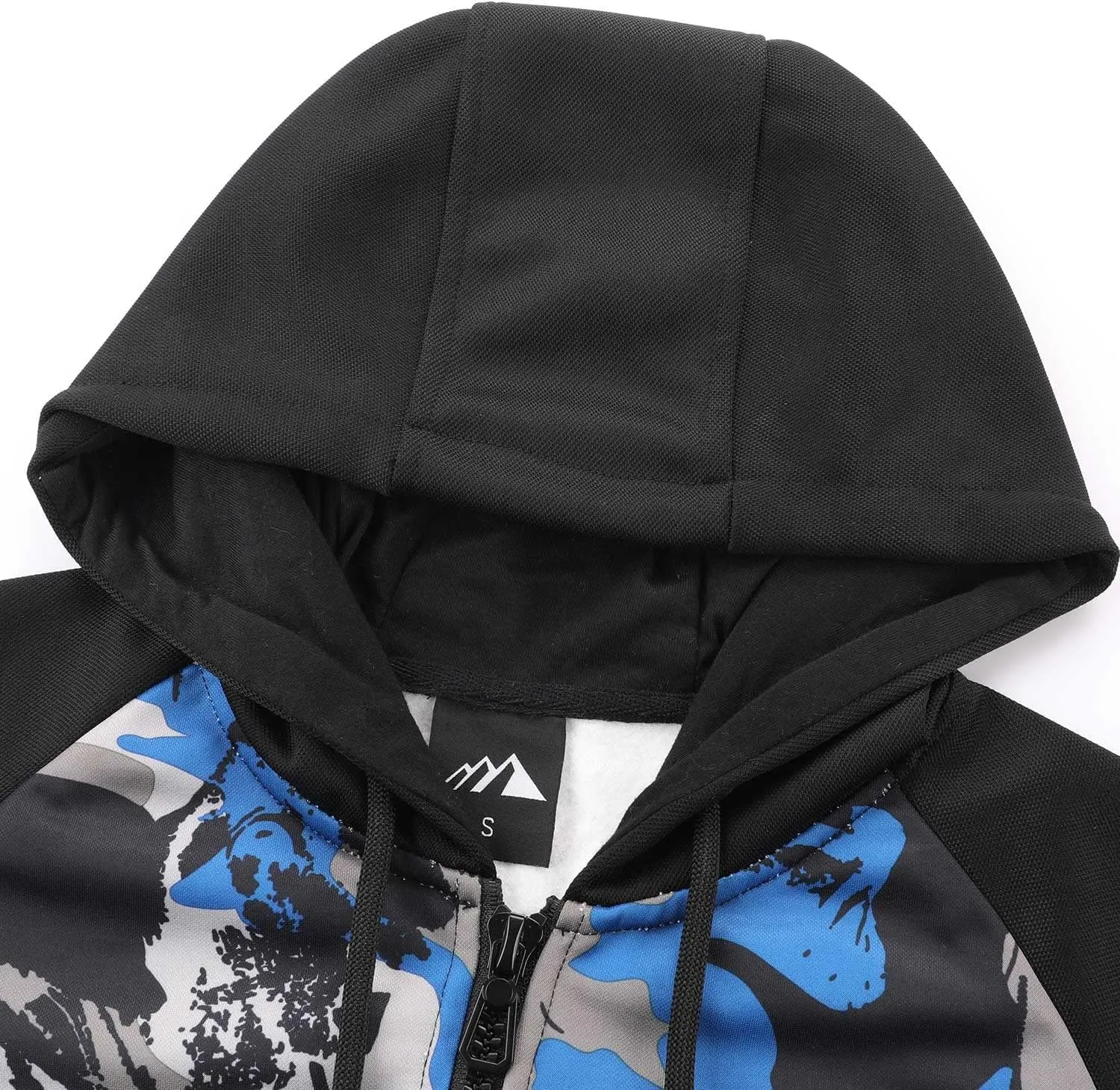 AFILOK Men's Zip Up Hoodie Fleece lightweight Sweatshirt Camo Color Block Fashion Long Sleeve Hooded WIth Kanga Pocket