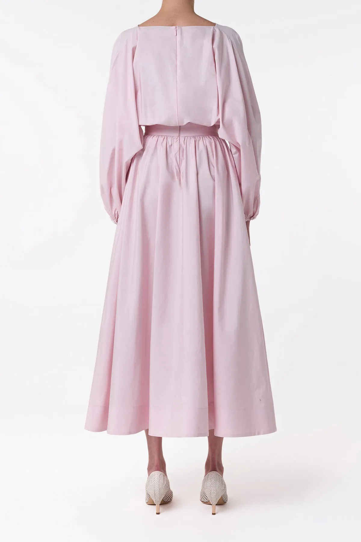 Ahmose Maxi Dress in Pale Blush Sea Island Cotton Poplin