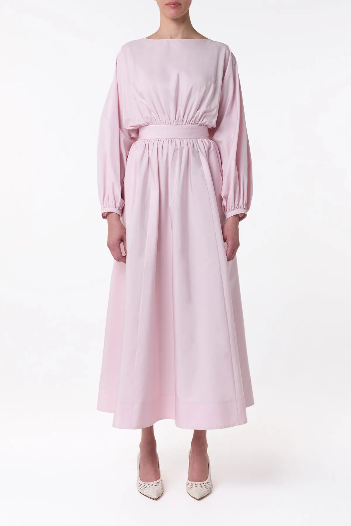 Ahmose Maxi Dress in Pale Blush Sea Island Cotton Poplin
