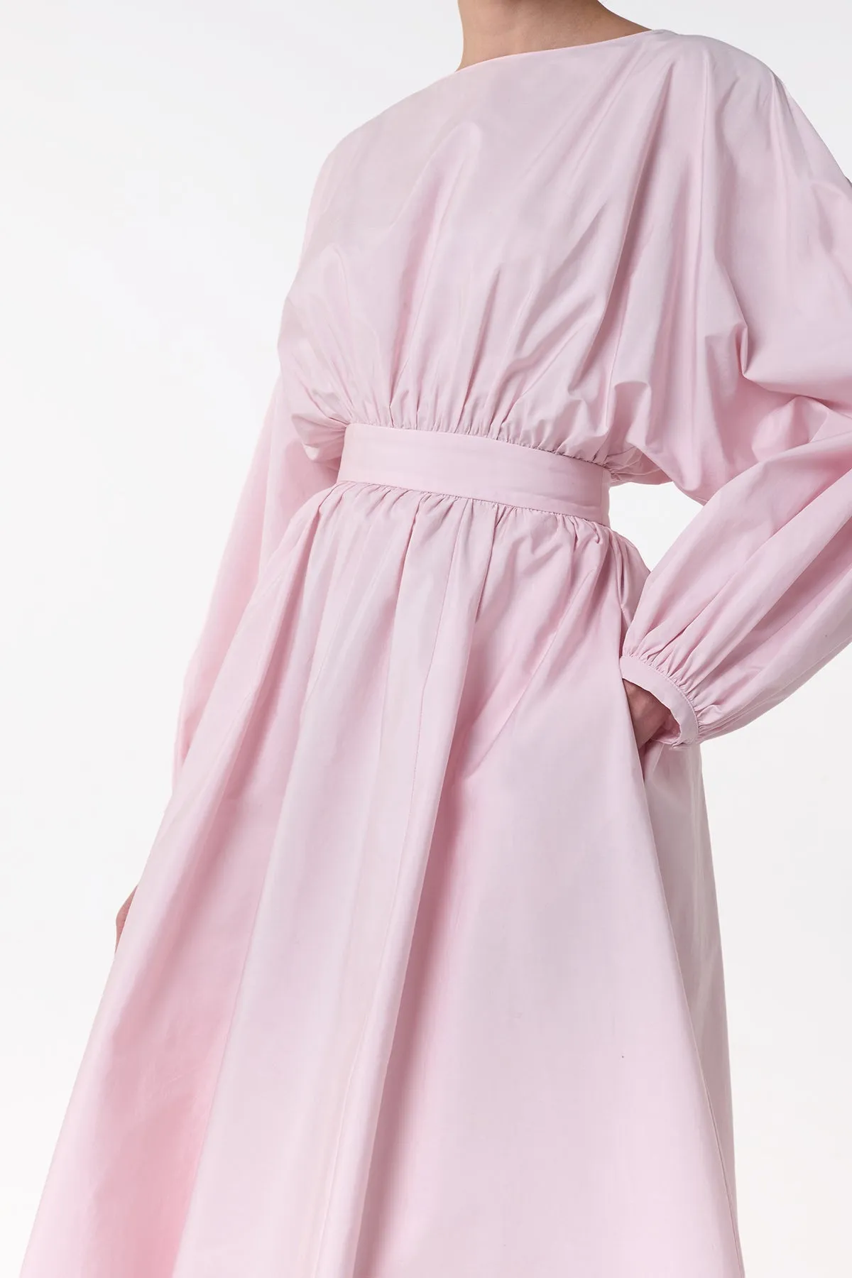 Ahmose Maxi Dress in Pale Blush Sea Island Cotton Poplin
