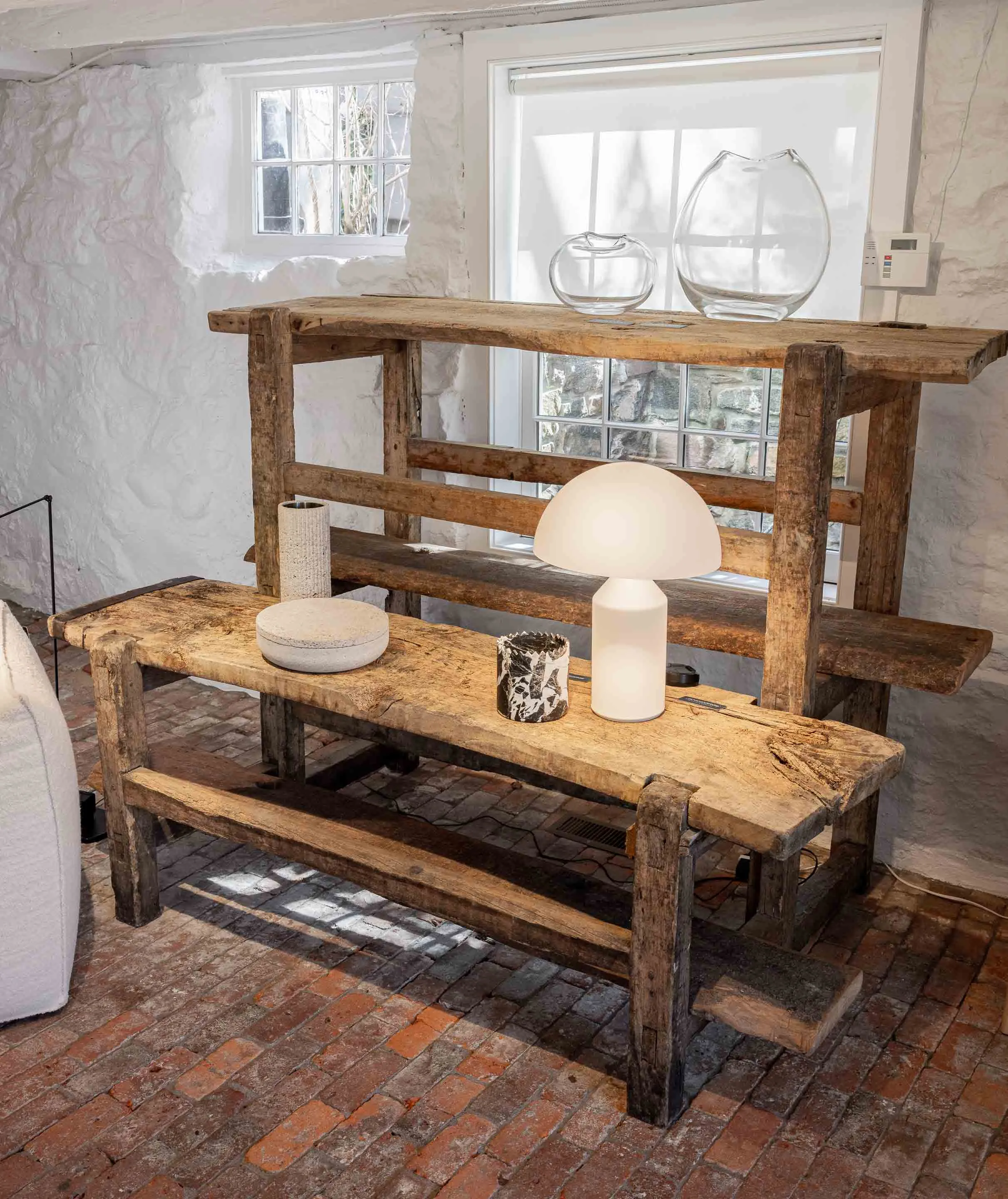 Antique Oak Storage Shelving Unit