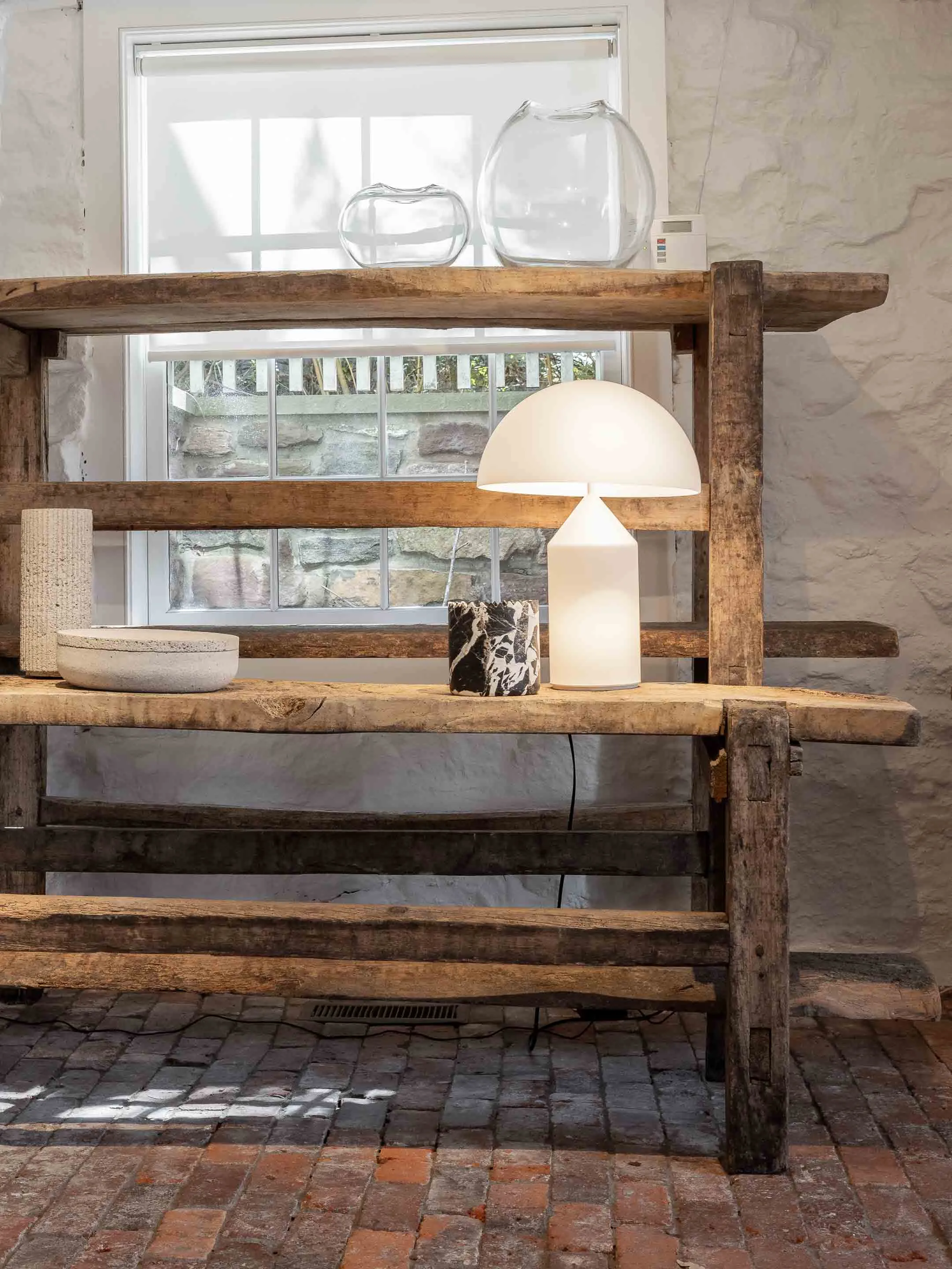 Antique Oak Storage Shelving Unit