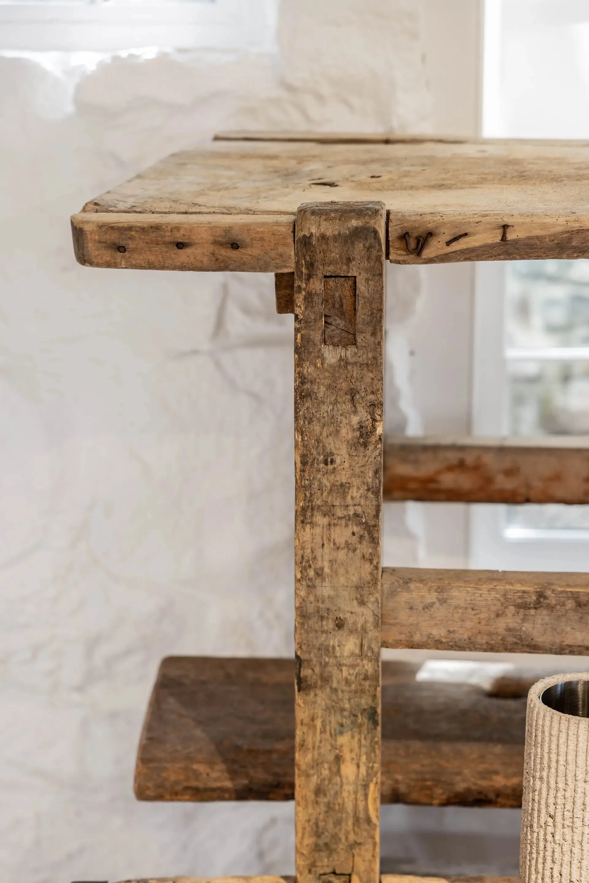 Antique Oak Storage Shelving Unit
