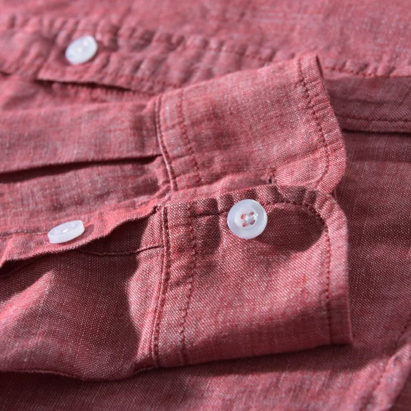 Antonios Solid Long-sleeved Linen Shirt