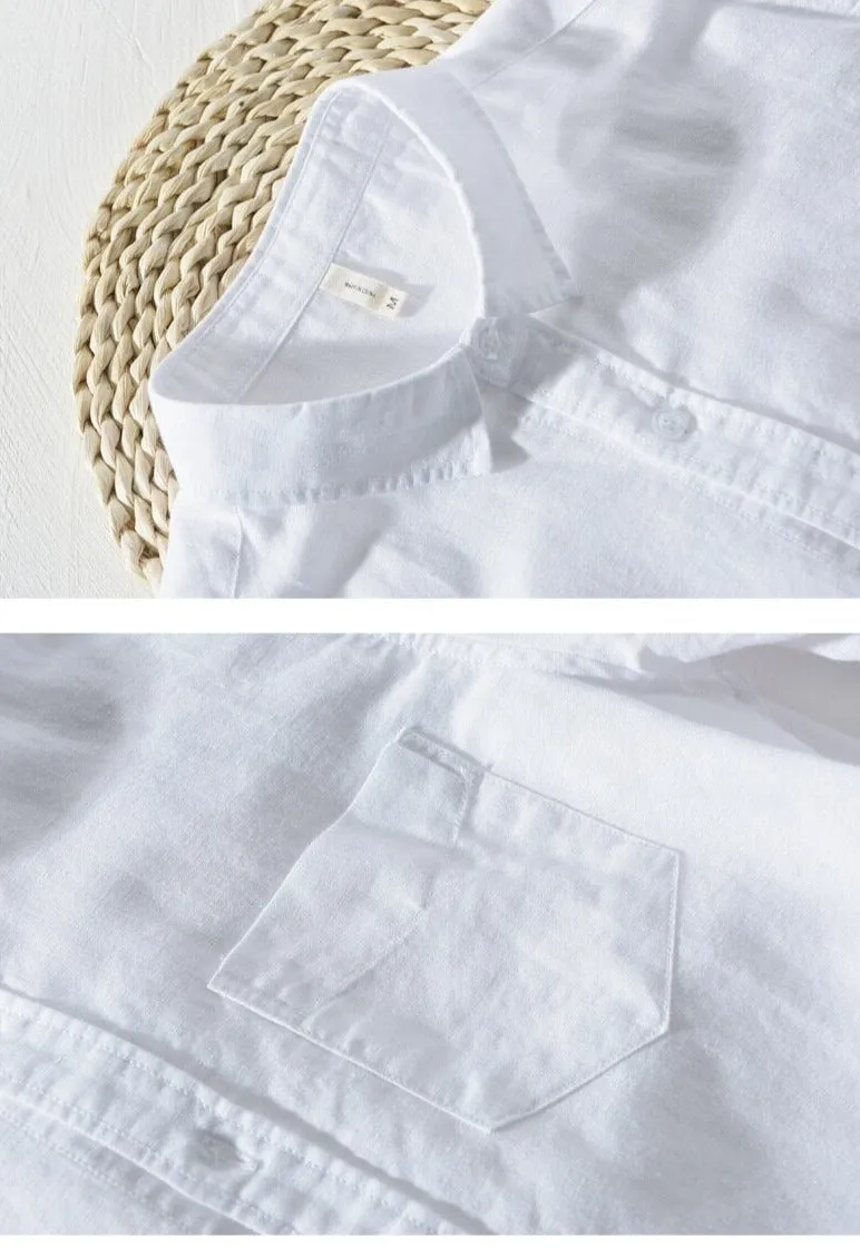 Antonios Solid Long-sleeved Linen Shirt