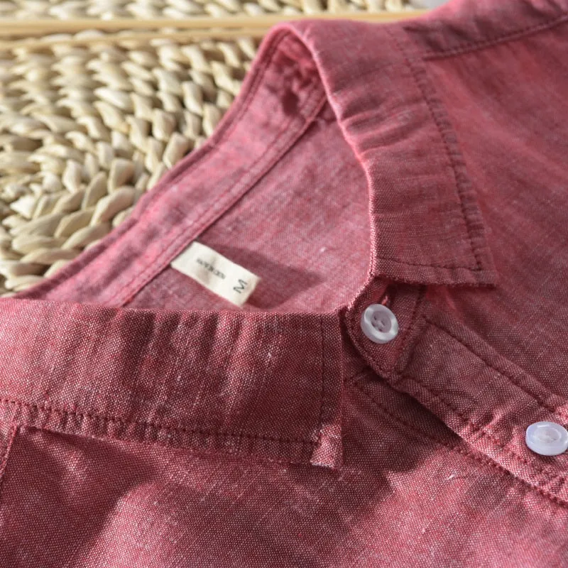Antonios Solid Long-sleeved Linen Shirt
