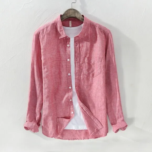 Antonios Solid Long-sleeved Linen Shirt