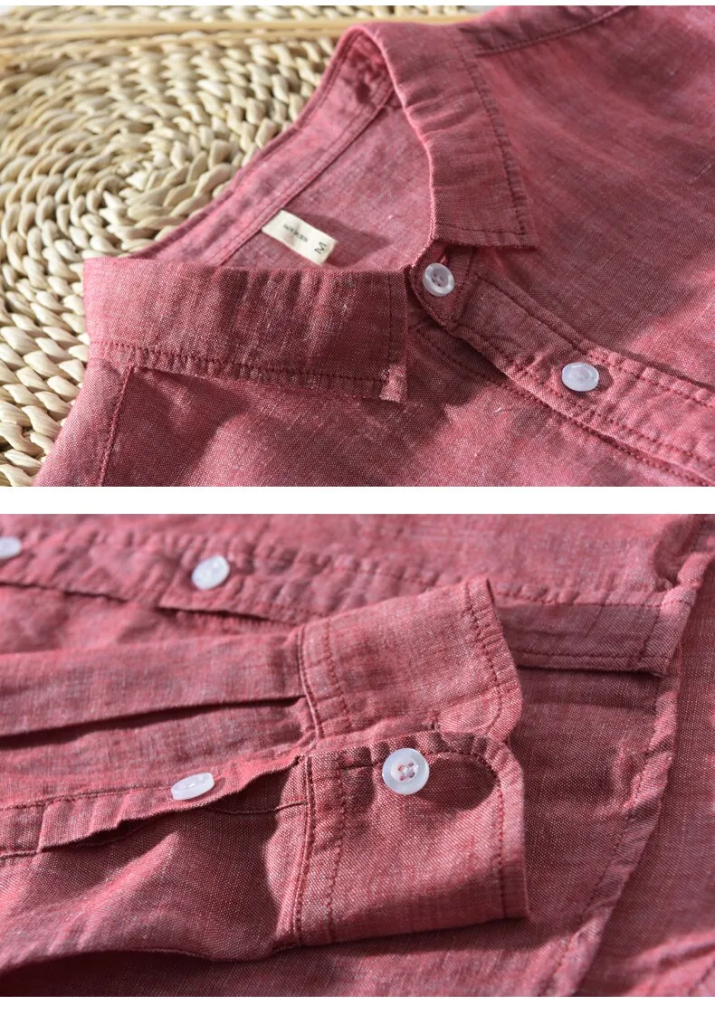 Antonios Solid Long-sleeved Linen Shirt