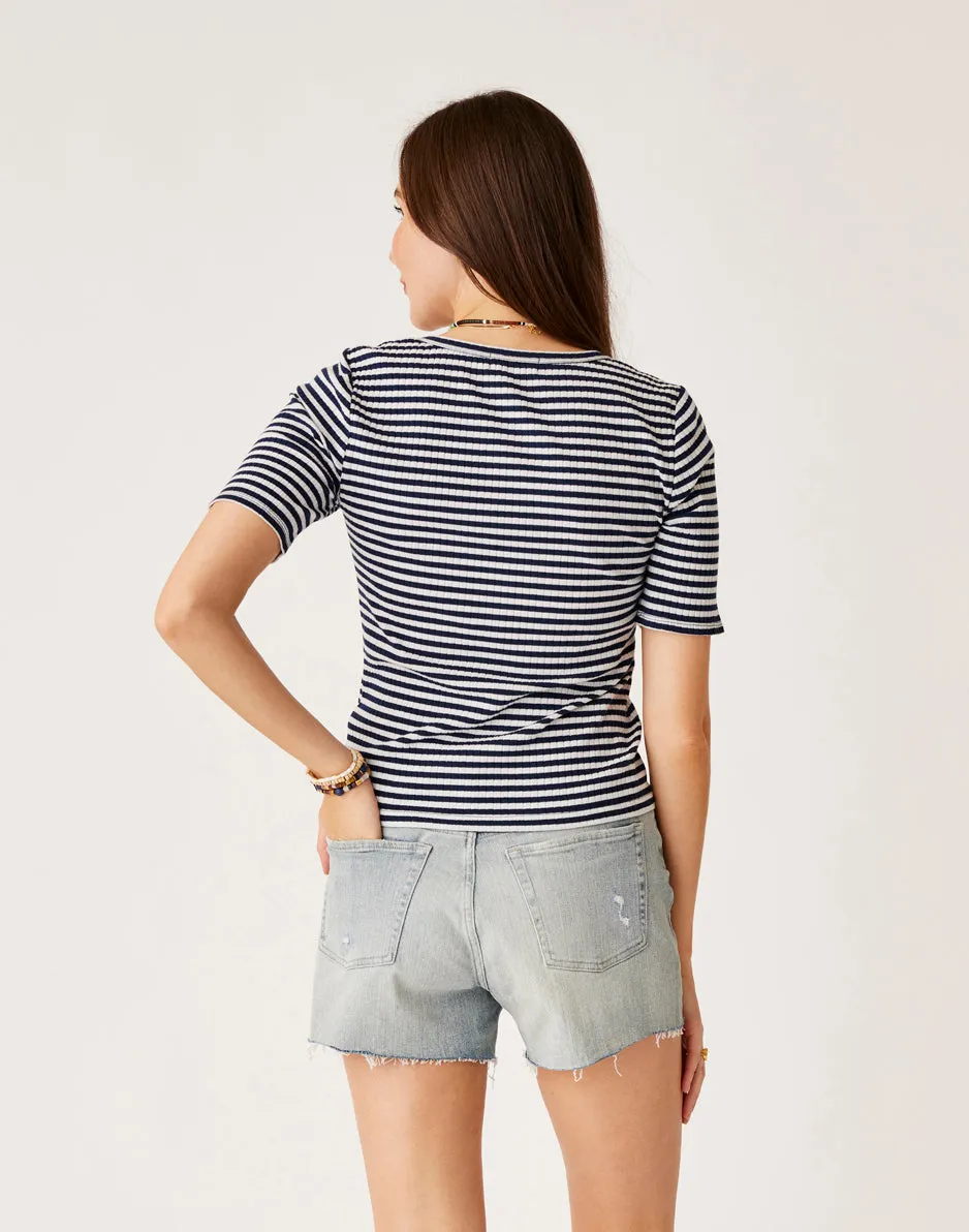 Asher Rib Top: Navy Stripe