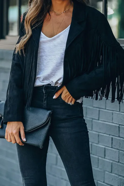 At Your Best Tassel Fringe Faux Suede Shacket - 7 Colors