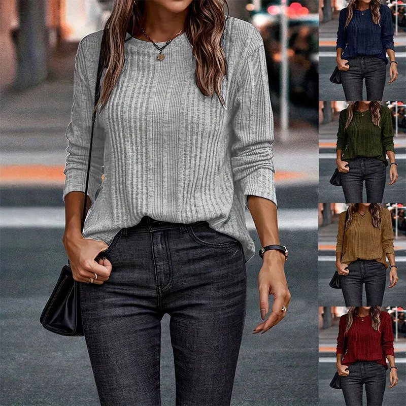 Autumn Casual Solid Color Warm Long Sleeve T-shirt