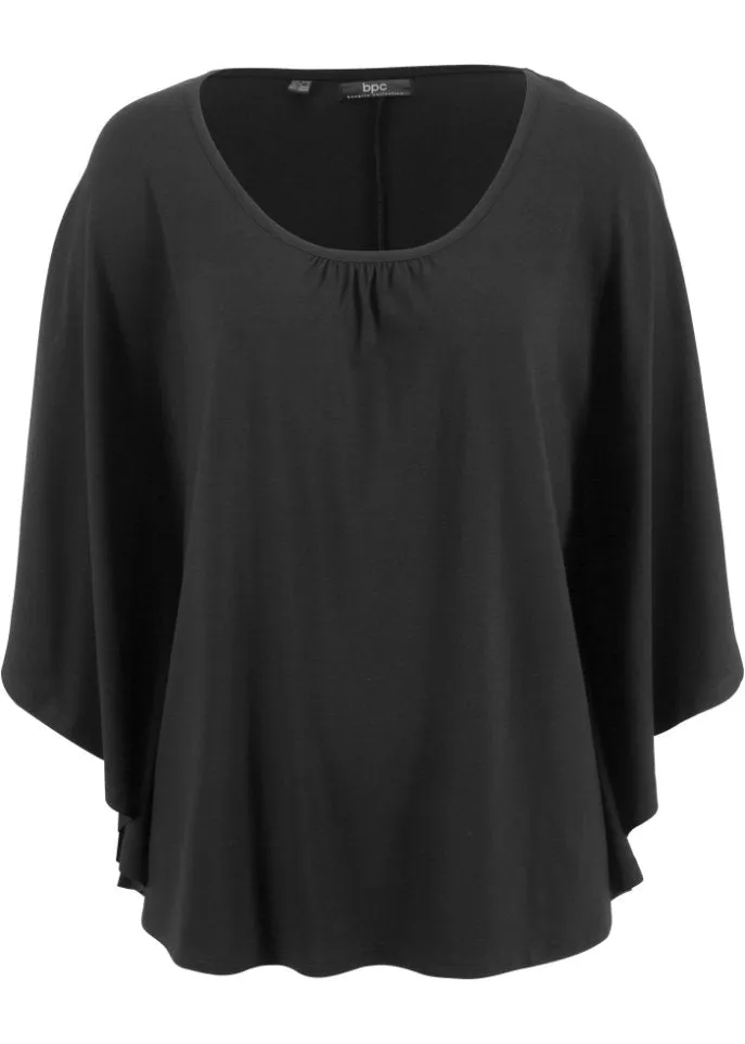 Bpc Bonprix Collection Viscose Crew Neck Batwing Shirt, Black