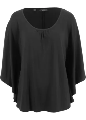 Bpc Bonprix Collection Viscose Crew Neck Batwing Shirt, Black