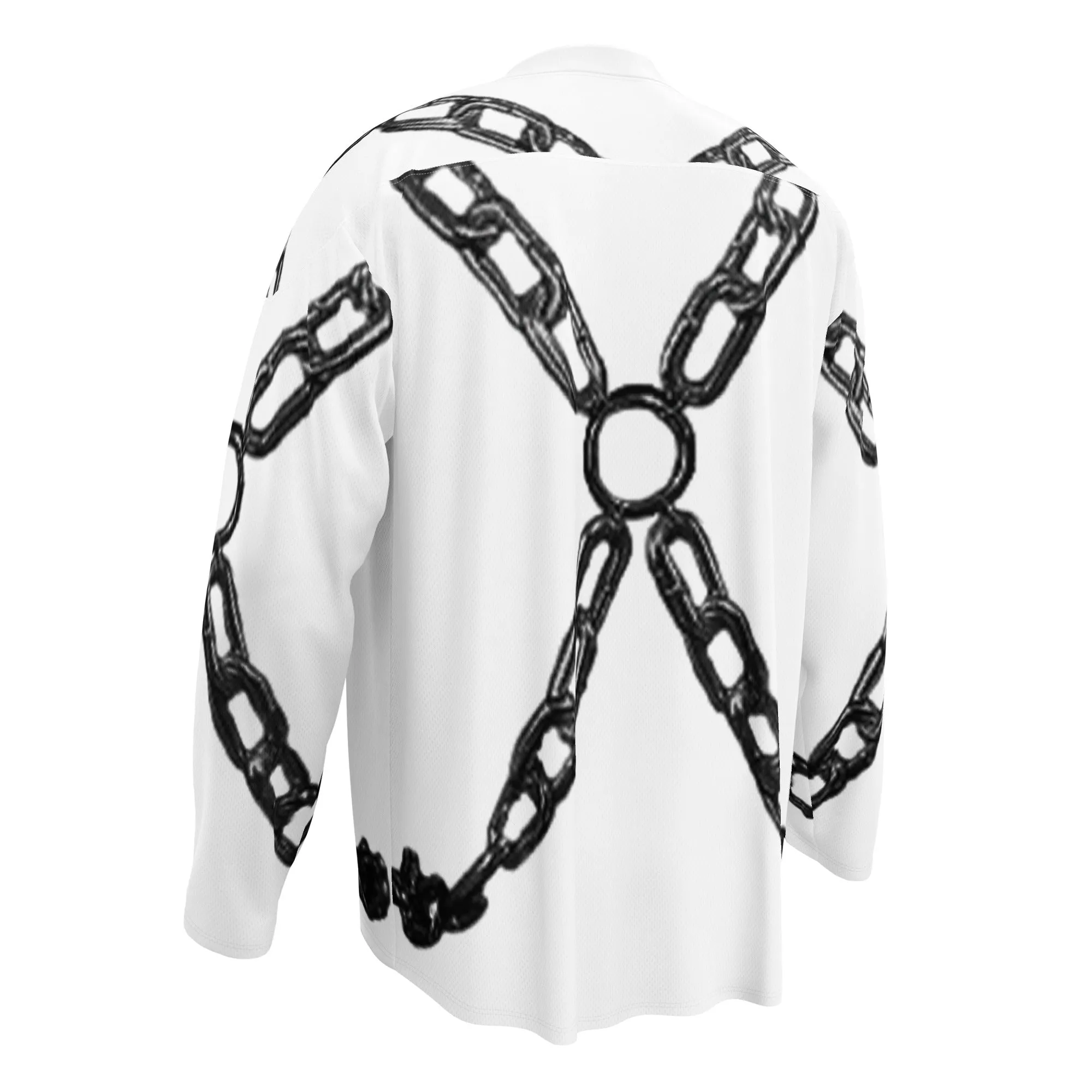 Chain Harness White Hockey Jersey