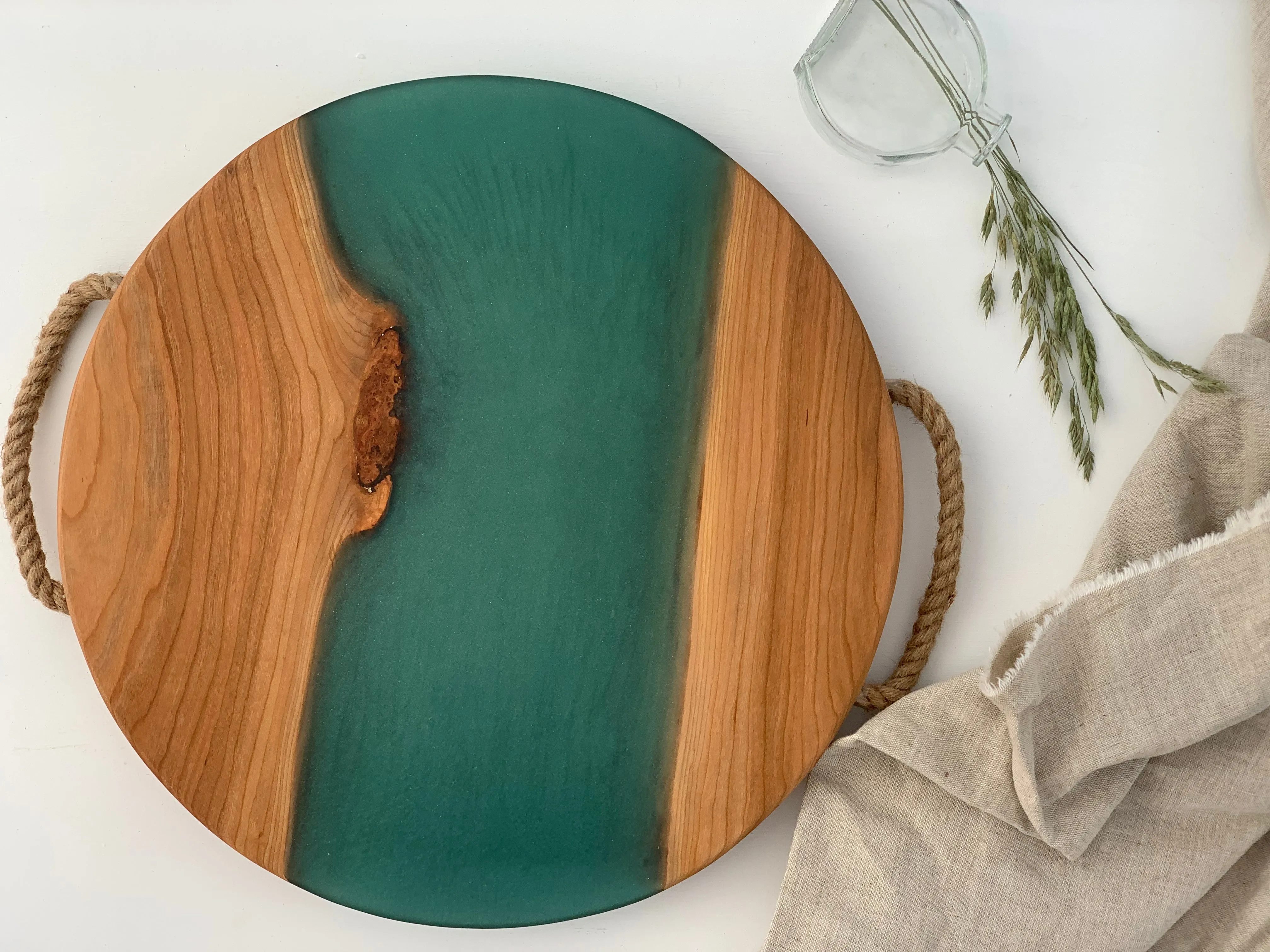 Cherry & Sea glass Lazy Susan