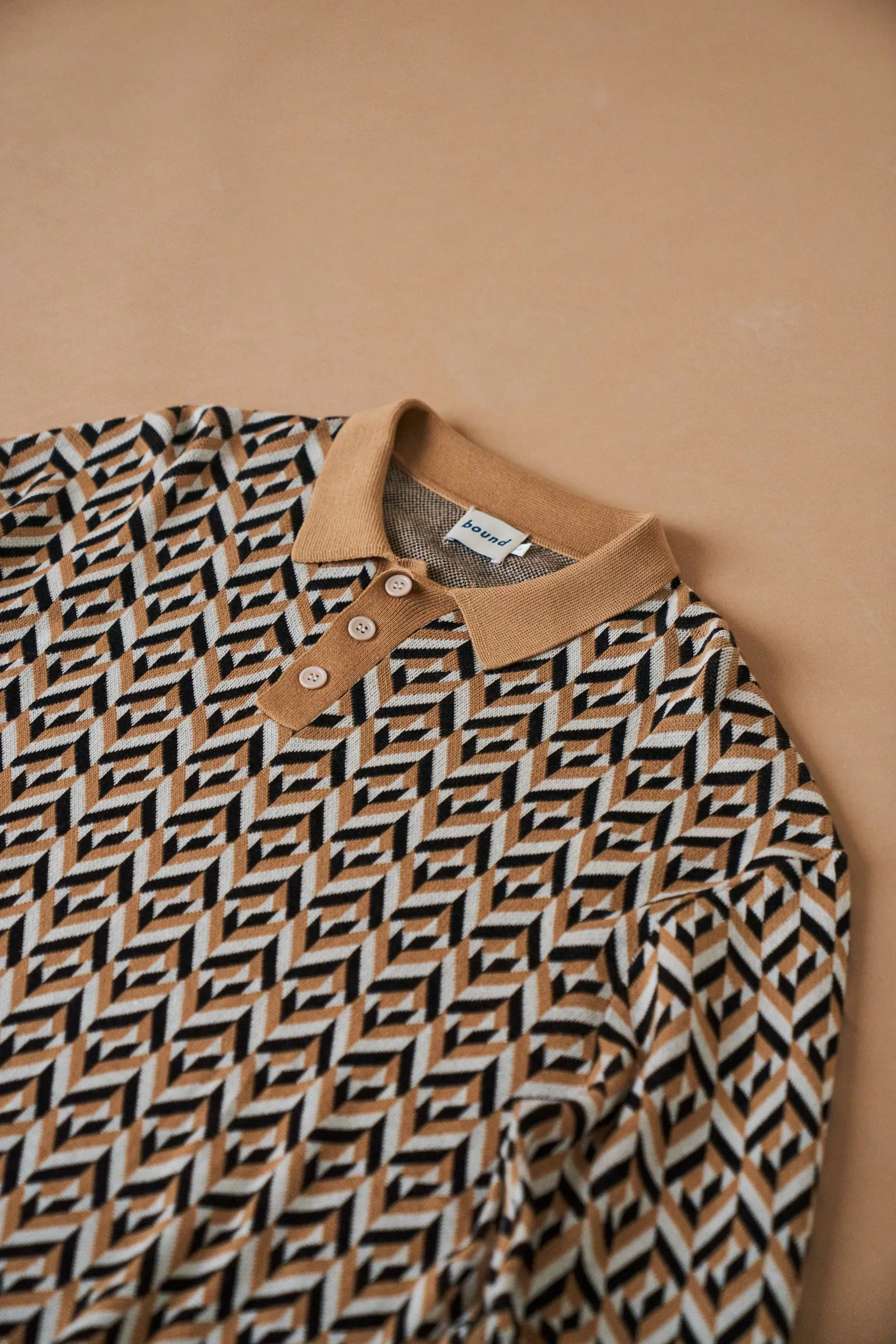 CHEVRON BROWN LONGSLEEVE POLO