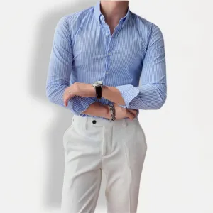 Cotton long sleeve plaid shirt