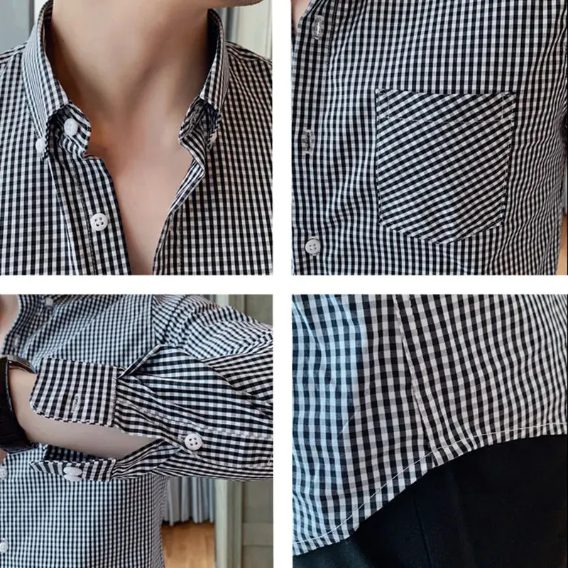 Cotton long sleeve plaid shirt