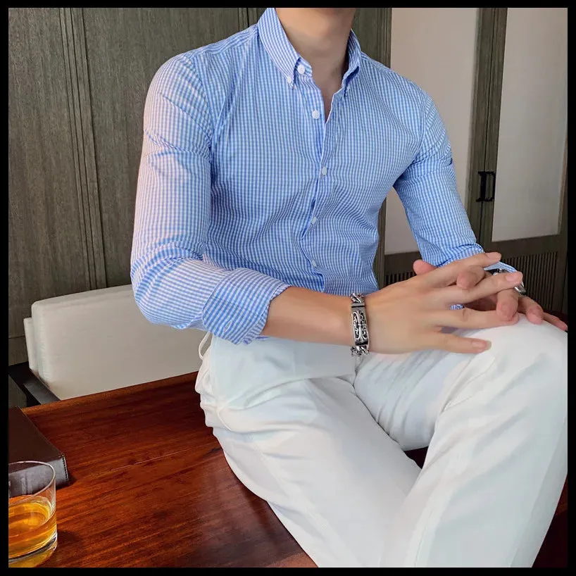Cotton long sleeve plaid shirt