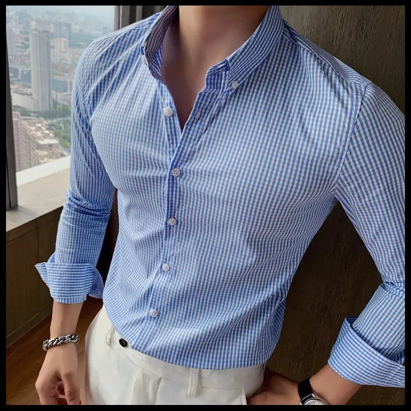 Cotton long sleeve plaid shirt