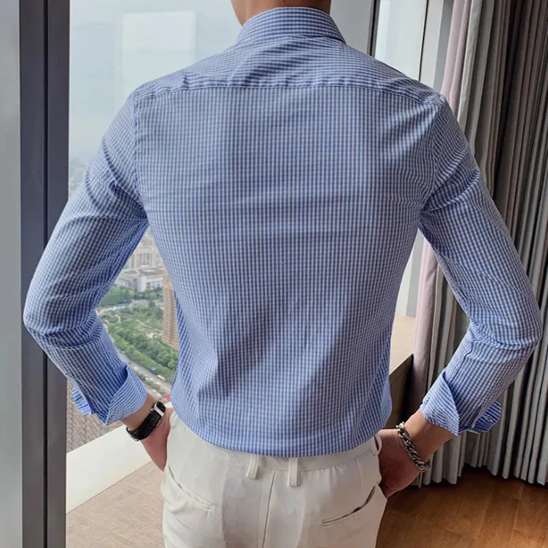 Cotton long sleeve plaid shirt