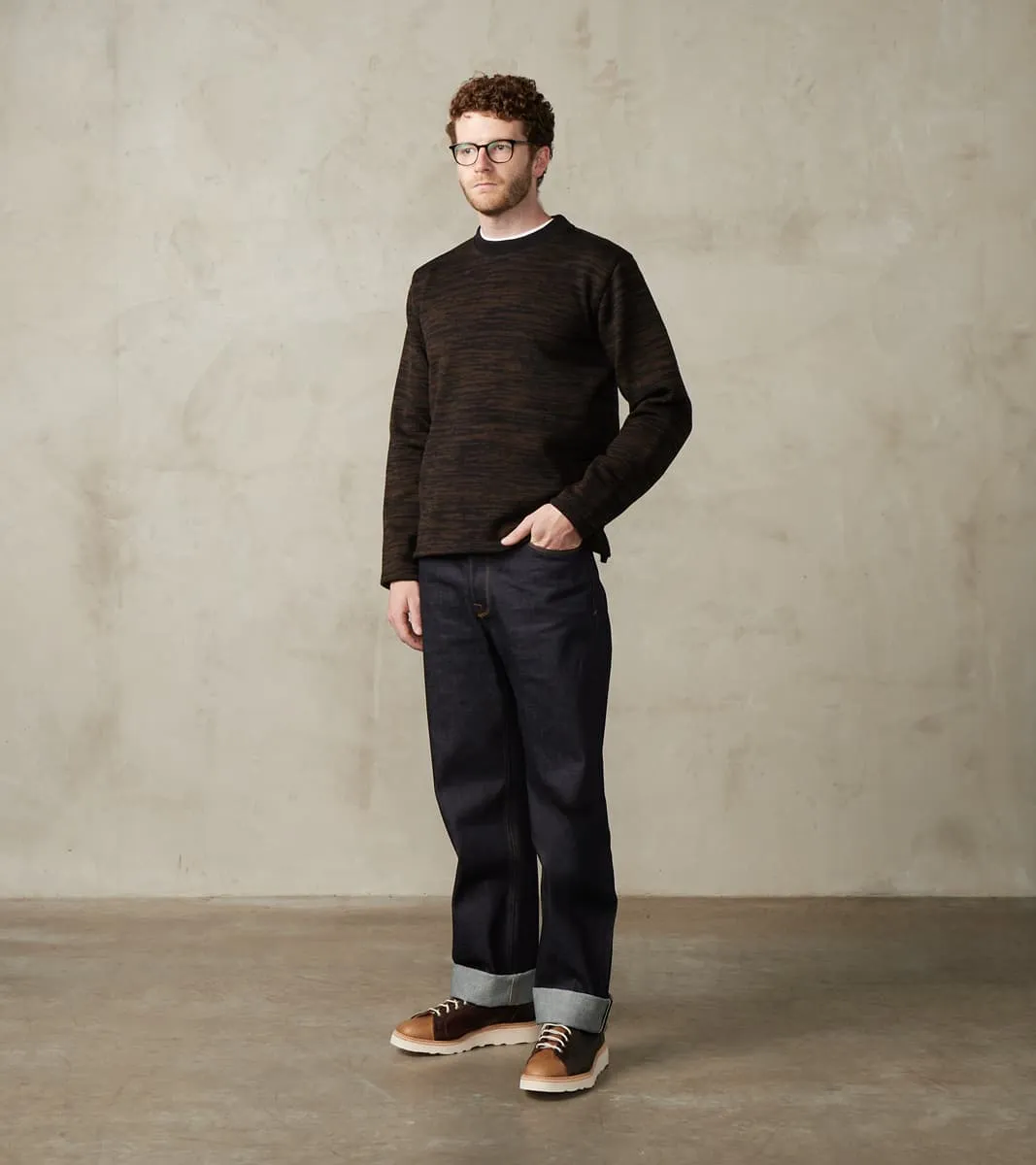 Crewneck Sweater - Black & Brown Melange