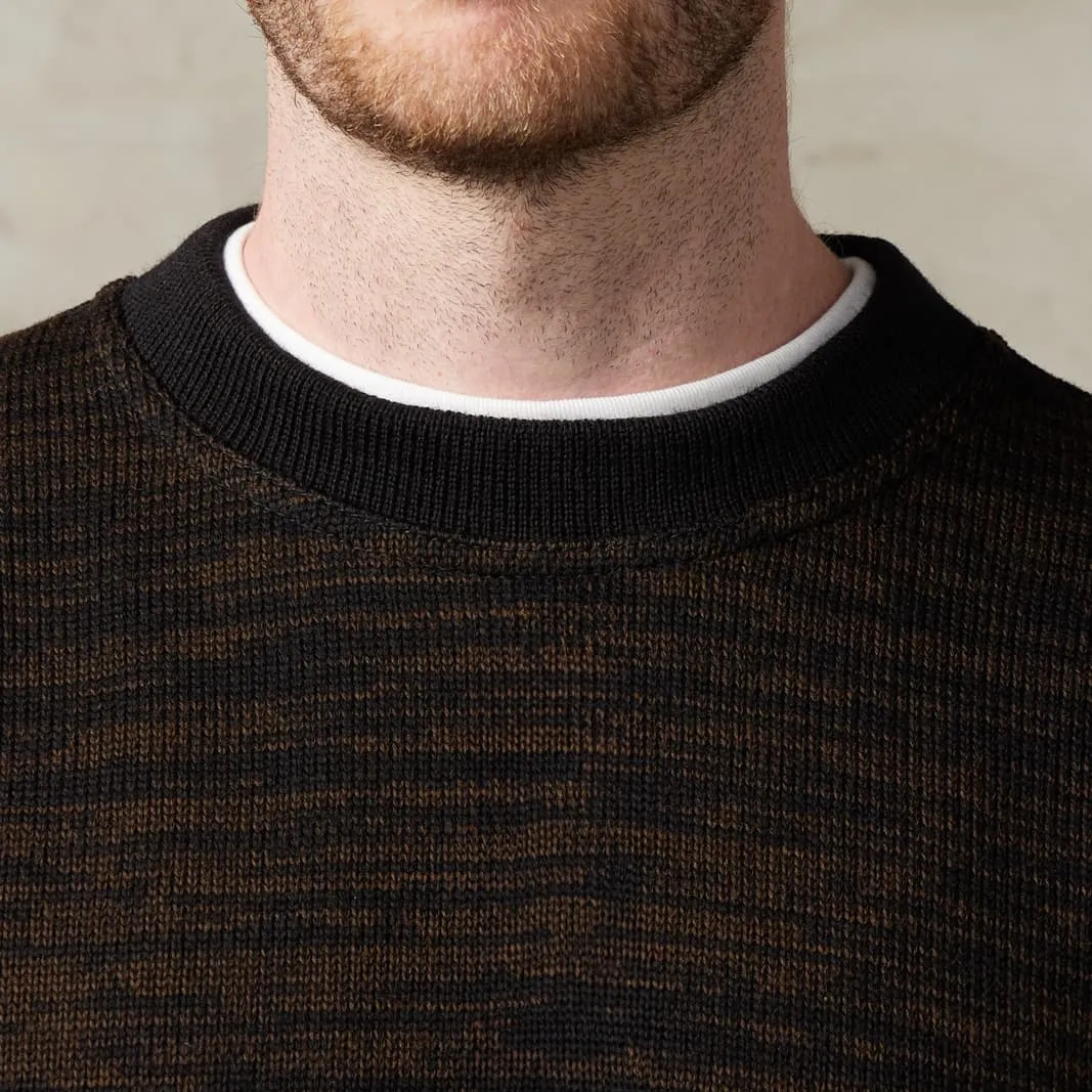 Crewneck Sweater - Black & Brown Melange