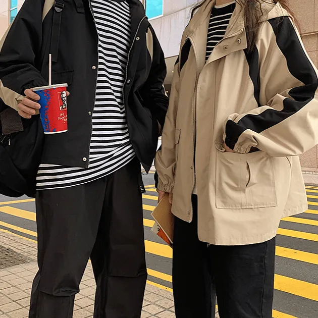 E Girl Warm Hooded Oversize Windbreaker Jacket