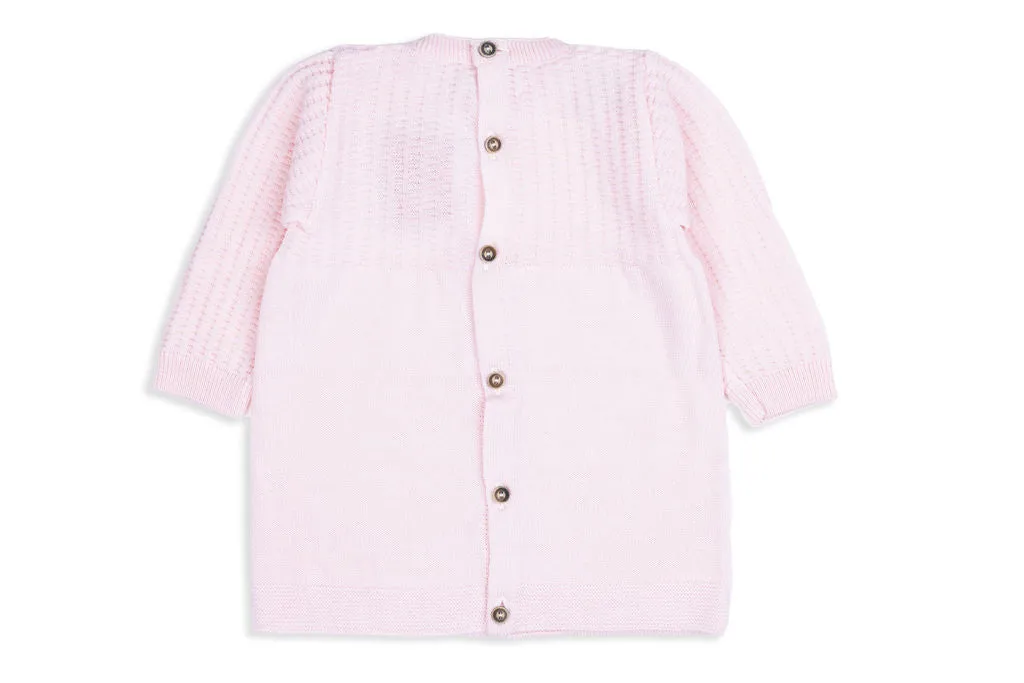 Ella Long-Sleeve Merino Wool Rose Knit Dress