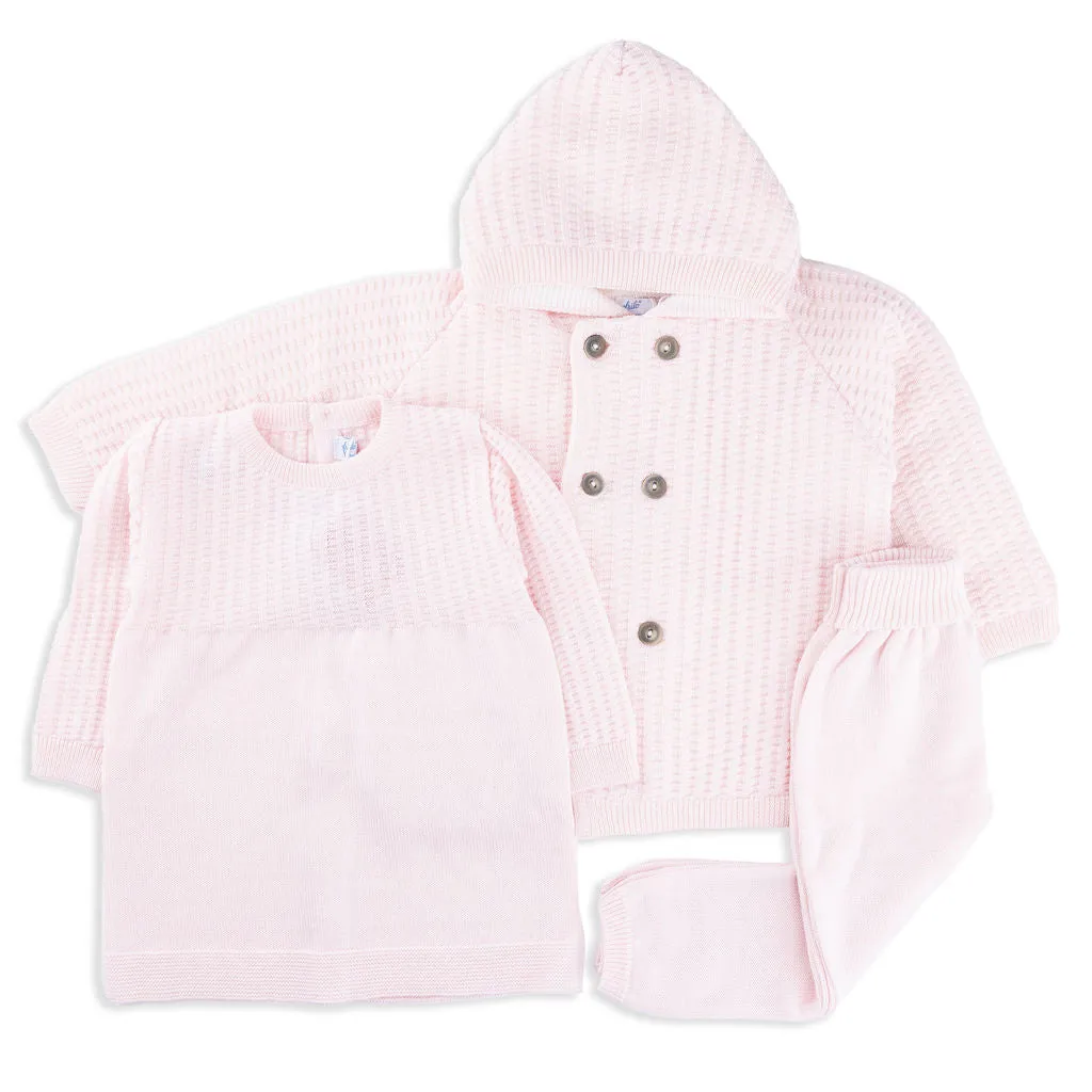 Ella Long-Sleeve Merino Wool Rose Knit Dress
