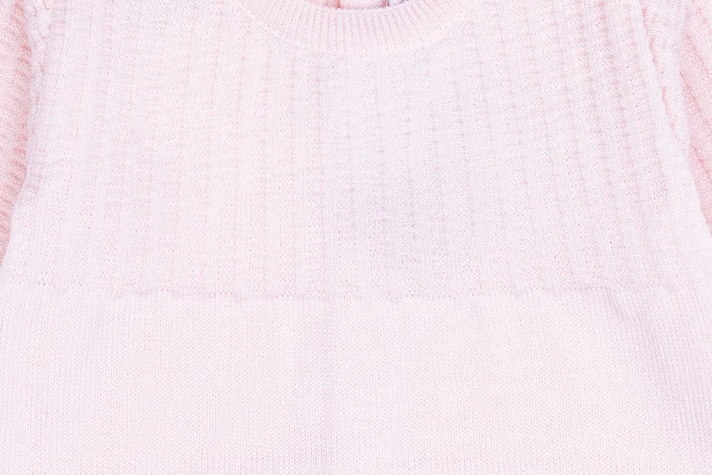 Ella Long-Sleeve Merino Wool Rose Knit Dress