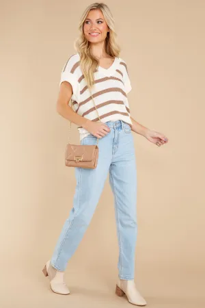 Feeling Accomplished Ivory And Mocha Stripe Sweater