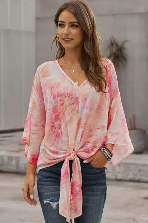 Flying High Tie-Dyed V-Neck Top - 2 Colors