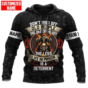 Funny Skull Hoodie, 3D All Over Print Old Man Skull Hoodies, Skull Fire Hoodies For My Friend