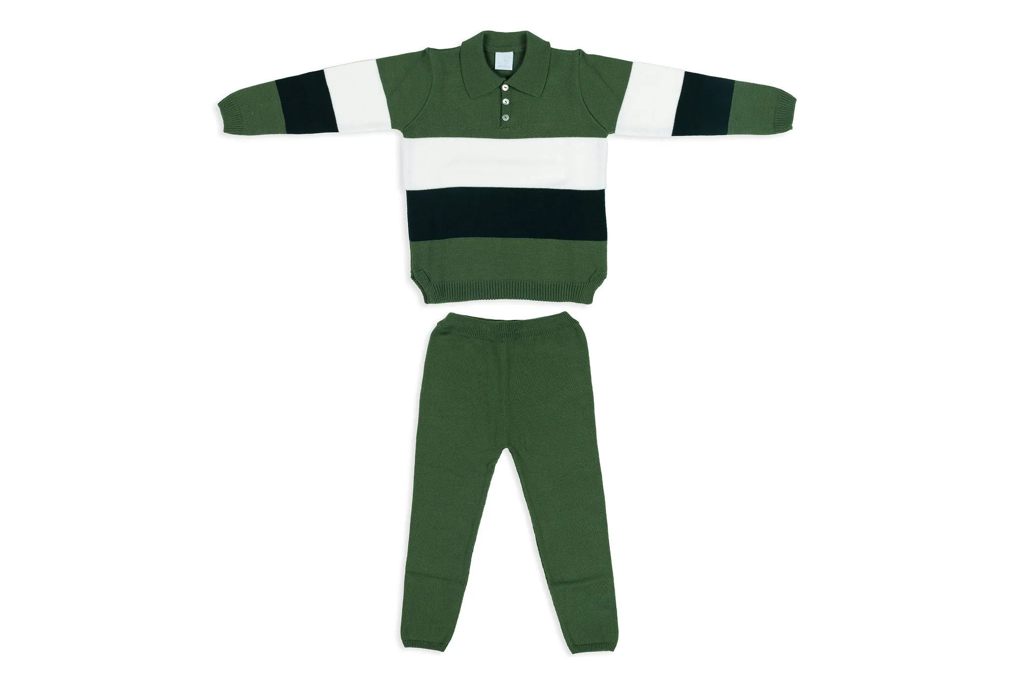 Green Striped Two-Piece Knit Set