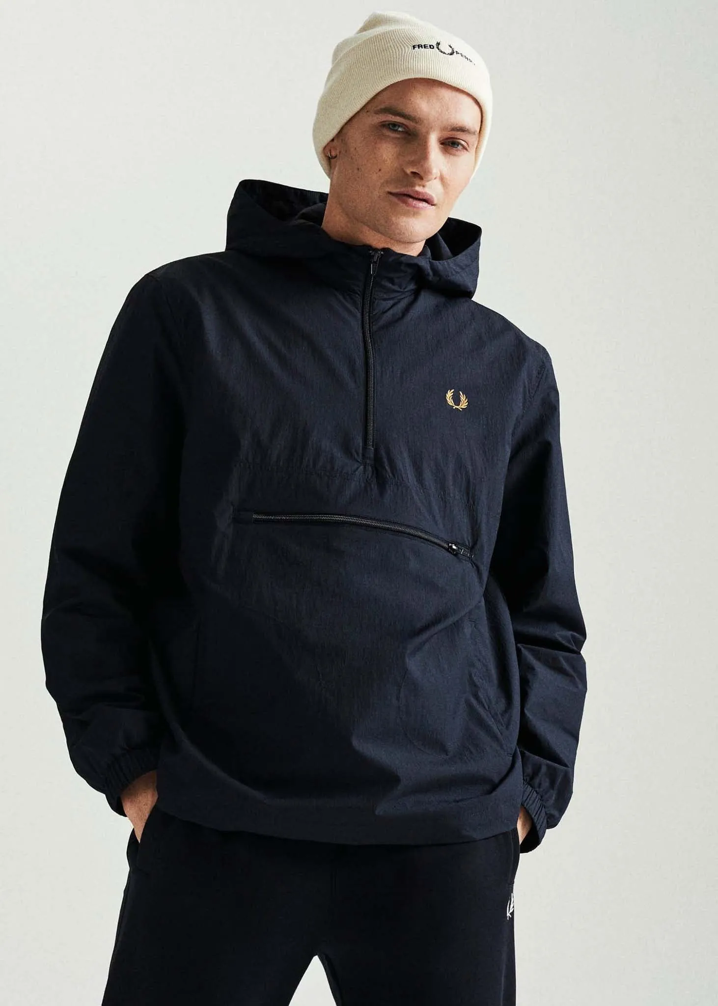 Half zip hooded cagoule - navy