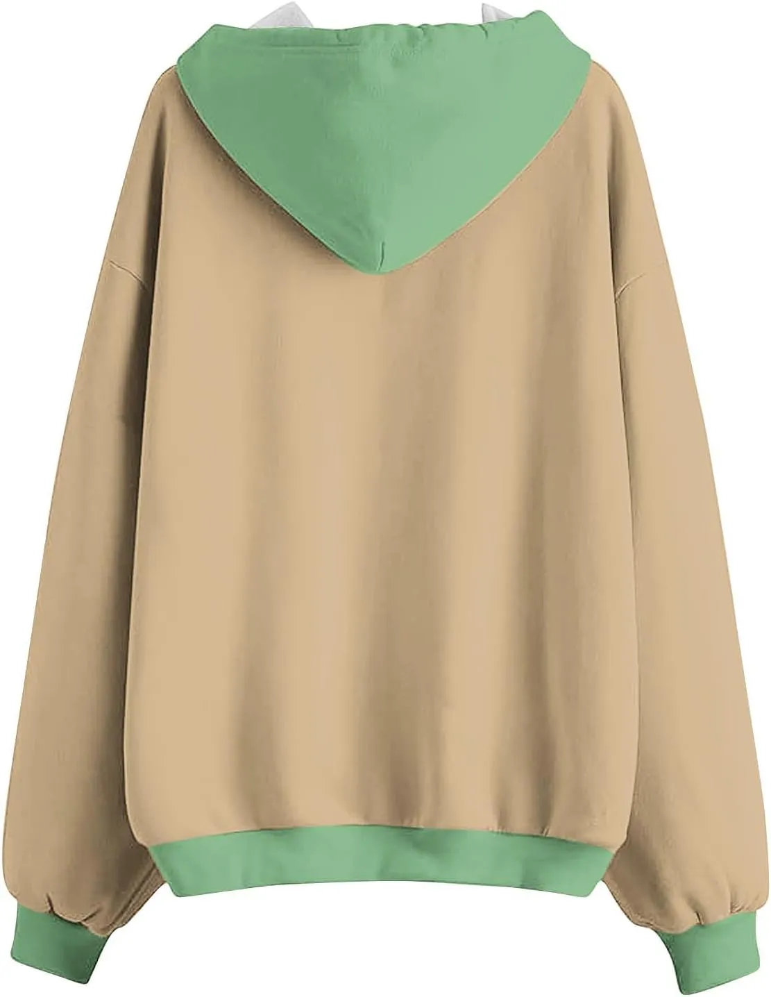 HGps8w Women's Colorblock Casual Drawstring Zip Up Hoodie Sweatshirt Loose Long Sleeve Hooded Jackets Outwear with Pockets