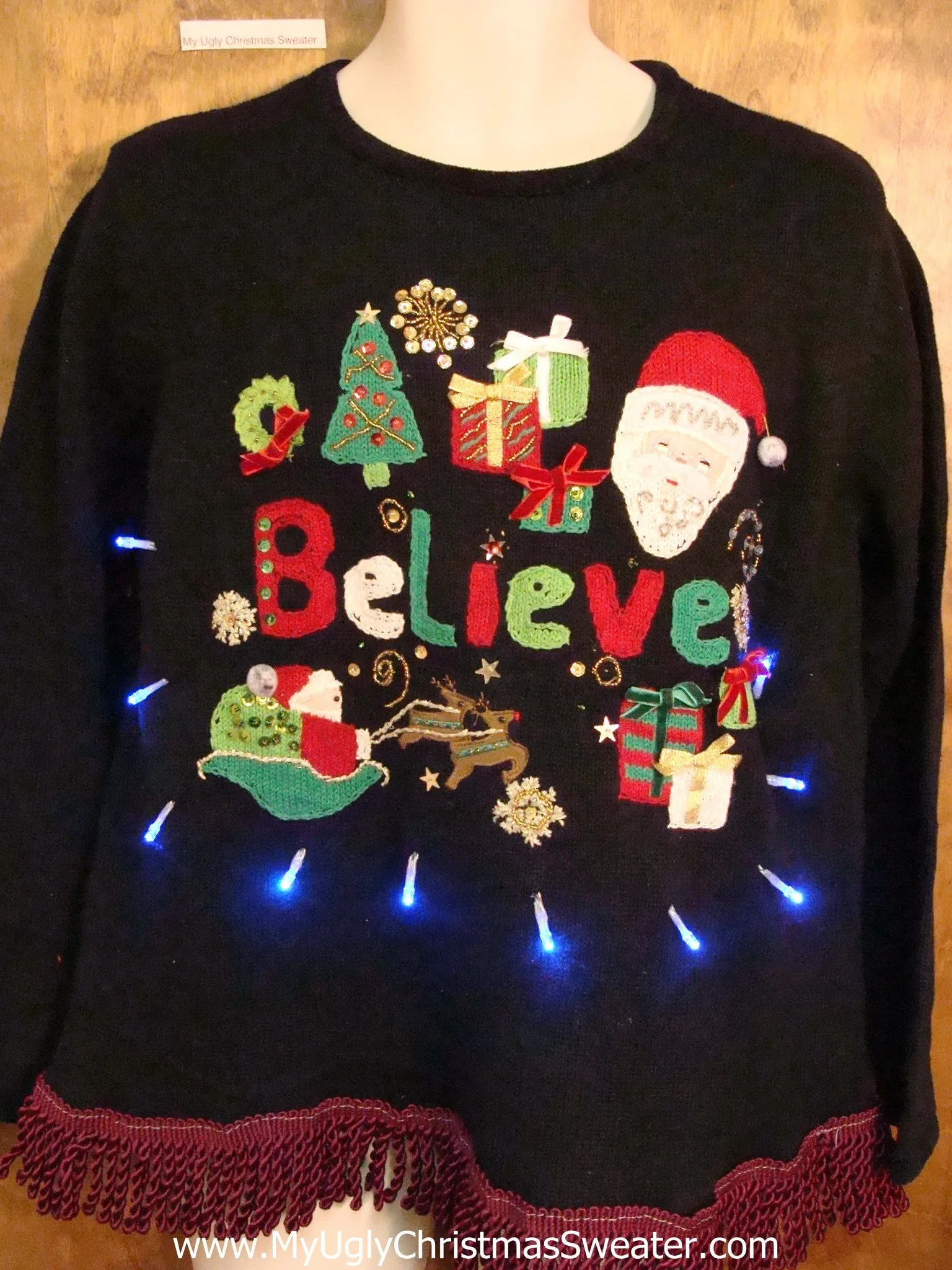 I BELIEVE Light Up Ugly Xmas Sweater