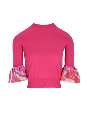 iride-print ruffle-detail sweater