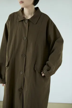 Japanese Retro Silhouette Windbreaker Solid Color Loose Mid-Length Lapel Jacket Slimming Design