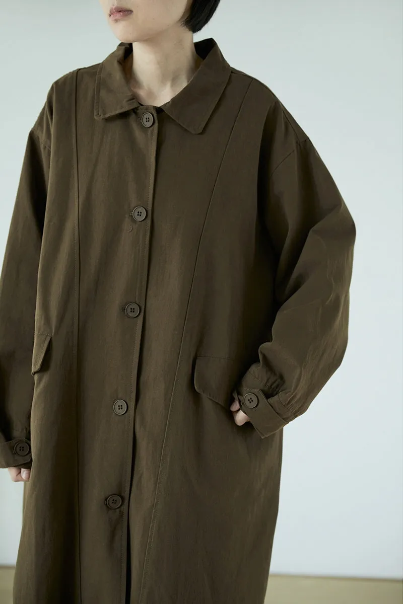 Japanese Retro Silhouette Windbreaker Solid Color Loose Mid-Length Lapel Jacket Slimming Design