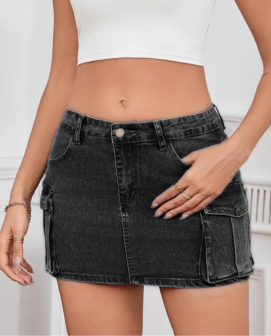 Jean Skirt for Women Mini Skirt Cargo Skirt Denim Sexy Jean Bodycon Skirts