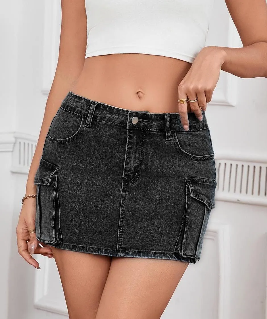 Jean Skirt for Women Mini Skirt Cargo Skirt Denim Sexy Jean Bodycon Skirts