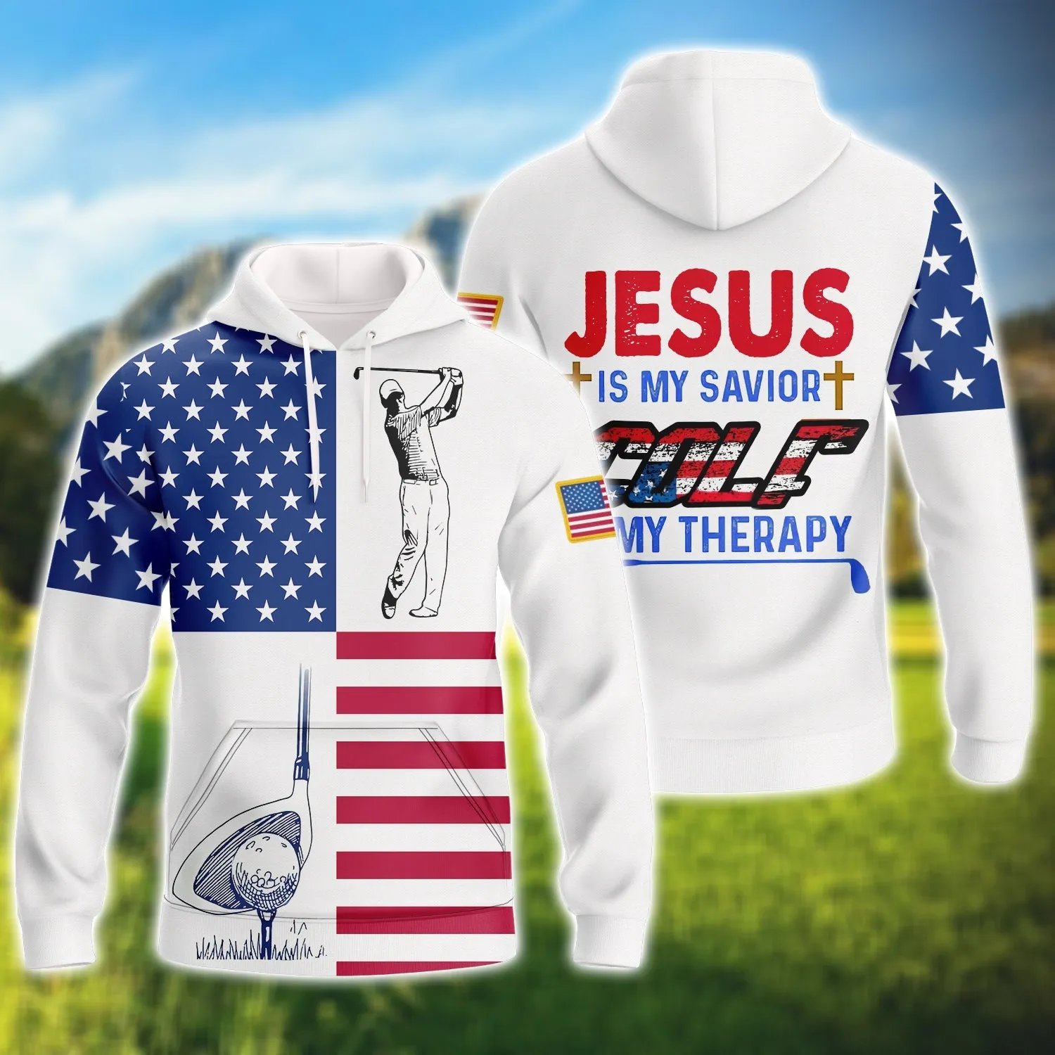 Jesus Save My Savior Golf Therapy 3D Sweatshirt Hoodie, Christmas Shirt for Golfer