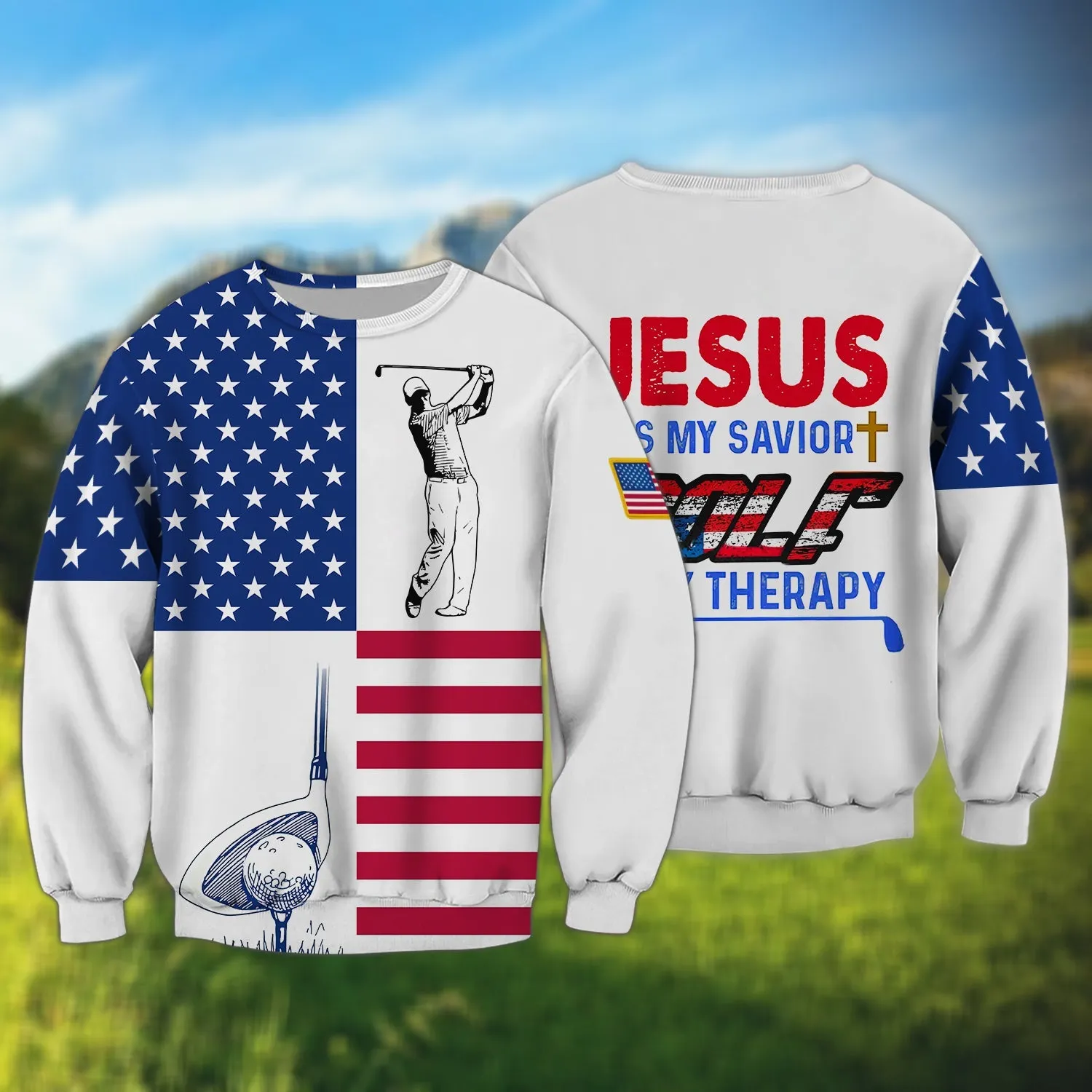 Jesus Save My Savior Golf Therapy 3D Sweatshirt Hoodie, Christmas Shirt for Golfer