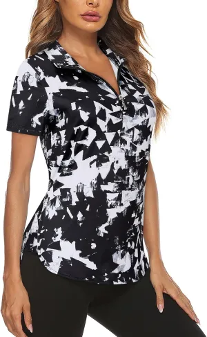 Koscacy Women's Long Sleeve Golf Tennis Polo Shirts UPF50  Half Zip Dry Fit Workout Tops Athletic Shirt