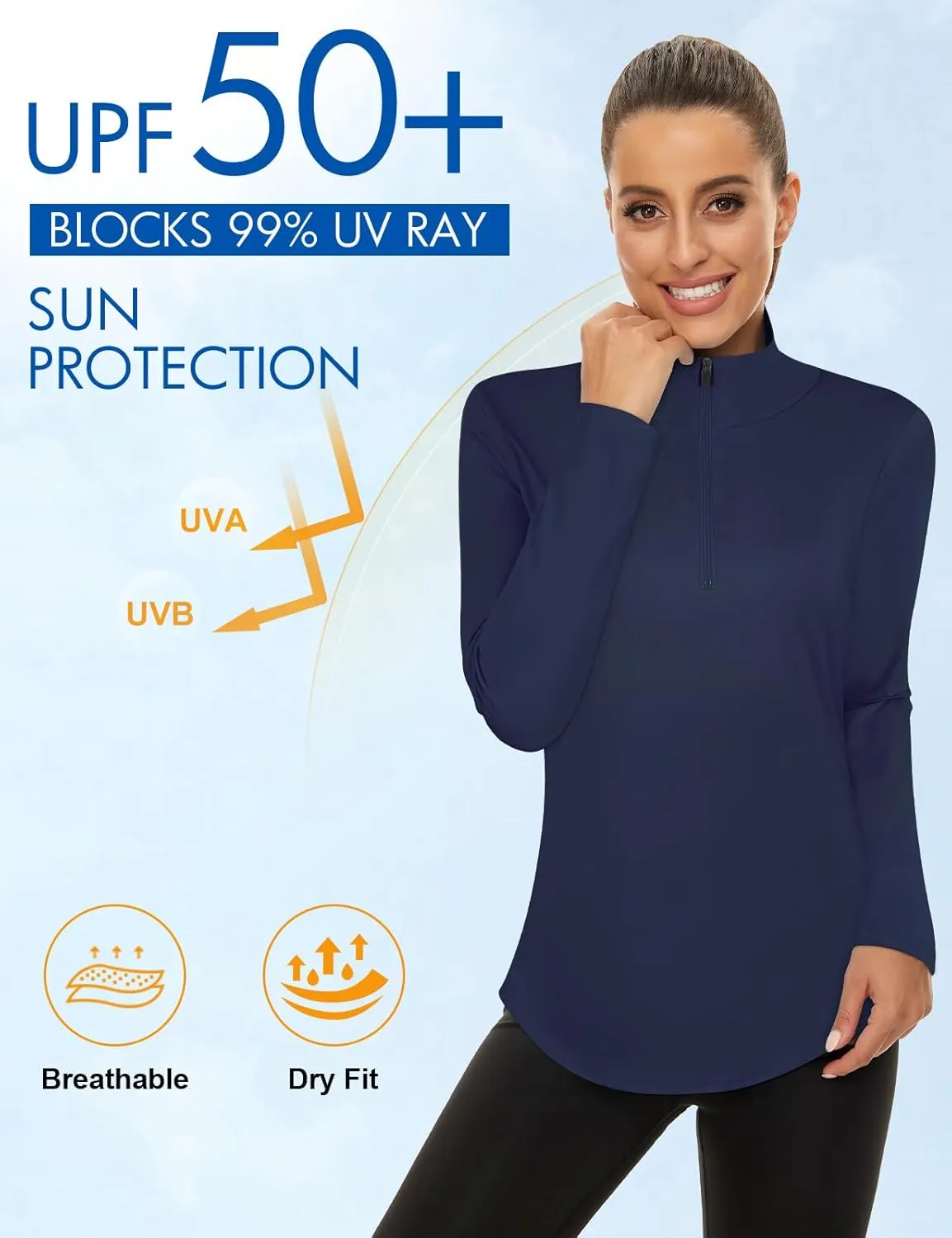 Koscacy Women's Long Sleeve Golf Tennis Polo Shirts UPF50  Half Zip Dry Fit Workout Tops Athletic Shirt